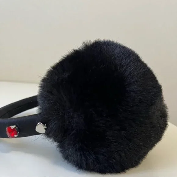 NWOT ♠️ Kate Spade Faux Fur Crystal Jewel Earmuffs - Picture 2 of 3